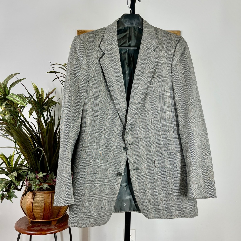 Christian Dior Blazer Mens 42L Grey Virgin Wool Glen Plaid Le Connaisseur Jacket